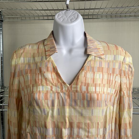 Vintage EPISODE 100% Silk Pink Yellow Orange Blouse Size 6 Career‎ Y2K 90’s Work - Picture 7 of 10